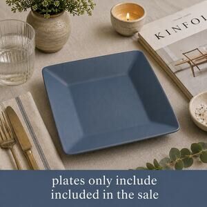 Vista Alegre Square Salad Plates 11” Blue Set of 2 Matte Finish Luncheon Dishes